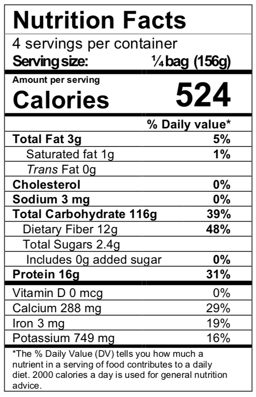 Nutrition facts panel for Make It GF flour