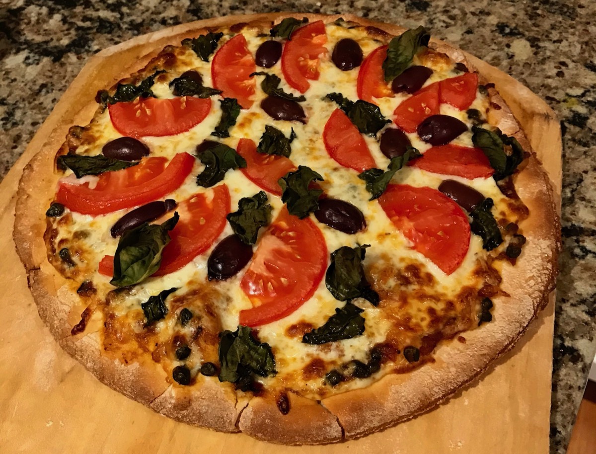 Image of a pizza made with Make It GF pizza dough.