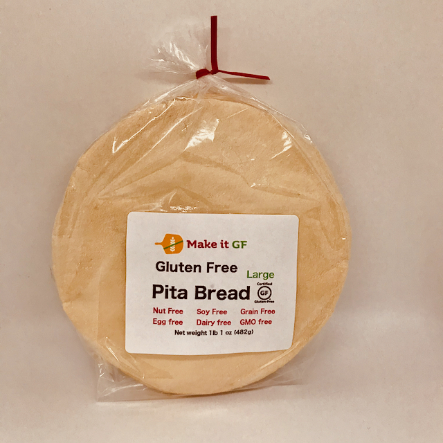 Image of a package of larger gluten free pita